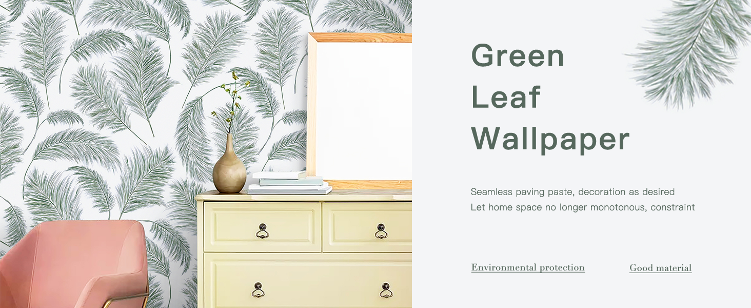 CiCiwind Peel and Stick Wallpaper Green Leaf Wallpaper 39×300cm Self
