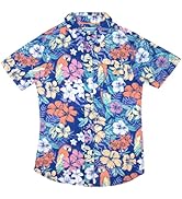 Tommy Bahama Boys Classic Woven Button-Down Short-Sleeve Hawaiian Shirt with Pocket for Kids