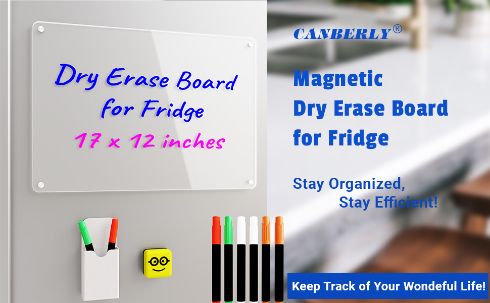 Acrylic Dry Erase Board for Fridge 17”x12" Clear