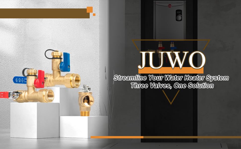 JUWO Tankless Water Heater Service Valve Kit, with Pressure Relief