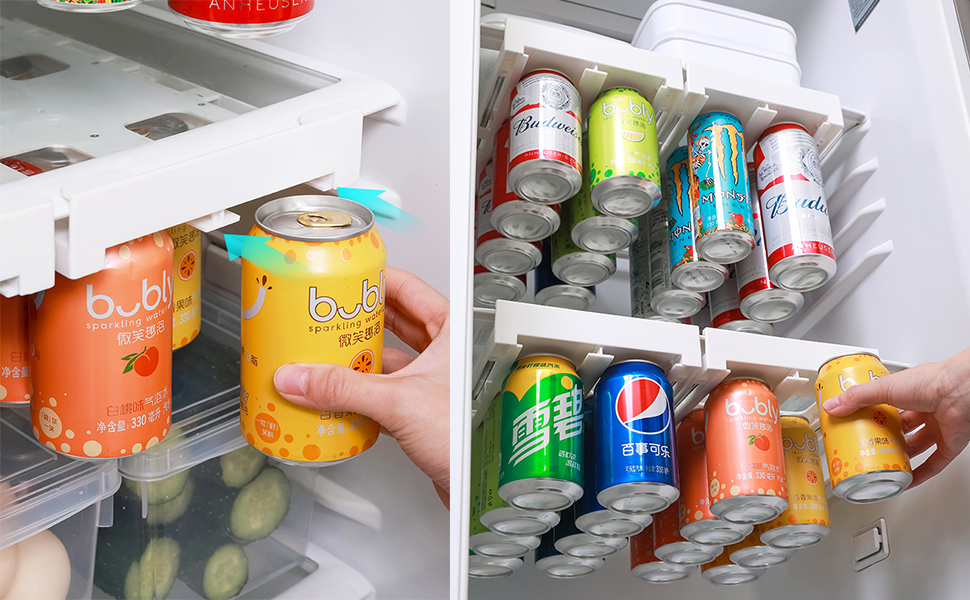 2 Pack Stacking Can Dispenser for Fridge,Hanging Soda