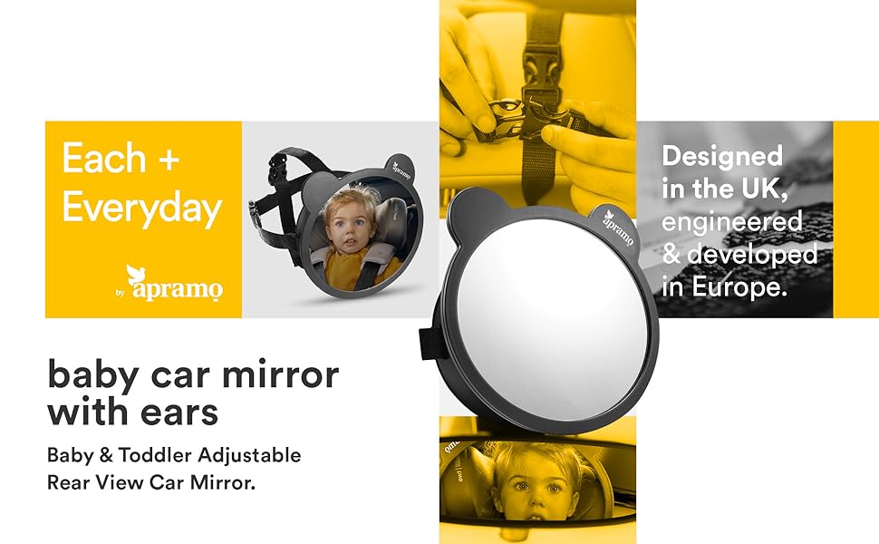 APRAMO Baby Car Mirror with Ears for Back Seat Adjustable Baby Rear