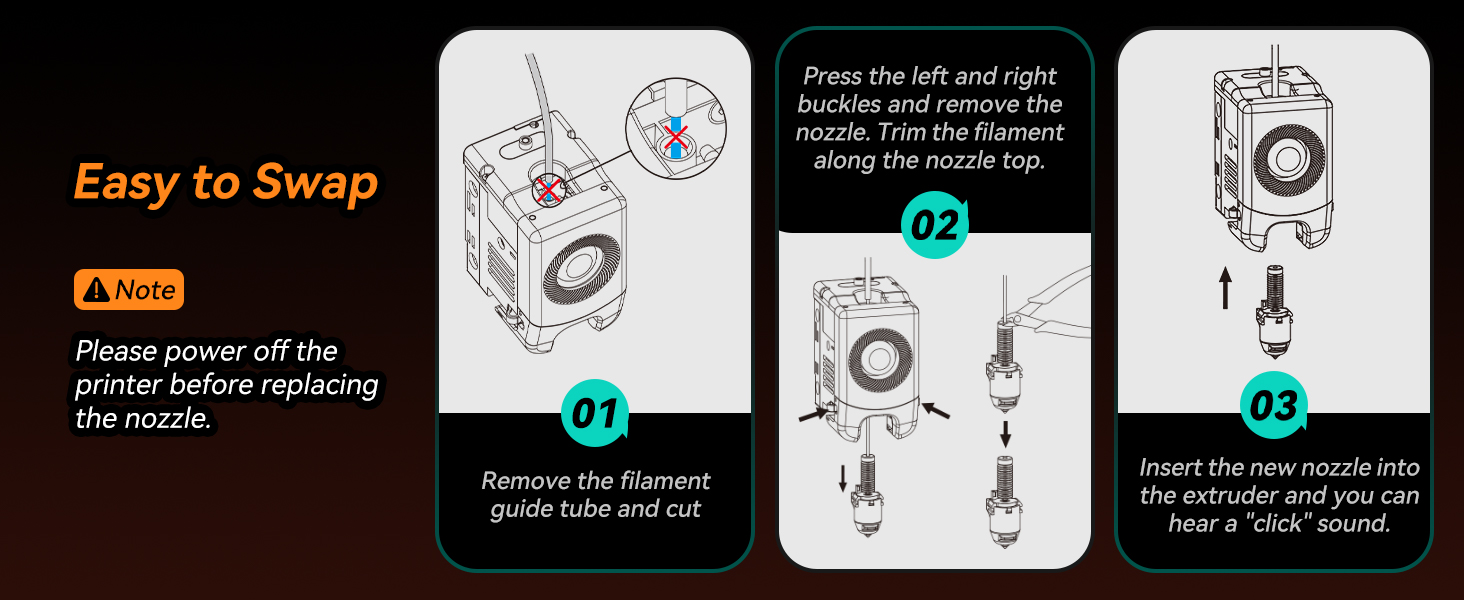 Flashforge Nozzle Assembly for Adventurer 5M 3D Printer, 280°C High Speed and Quick-Release Nozzle (4 Size Kit) 12 Easy to Swap