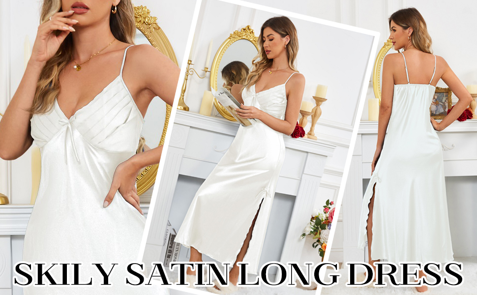 long satin nightgown