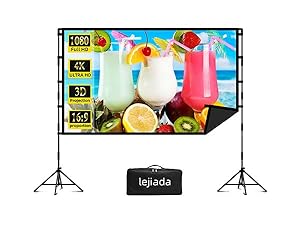 100 black projector screen with stand