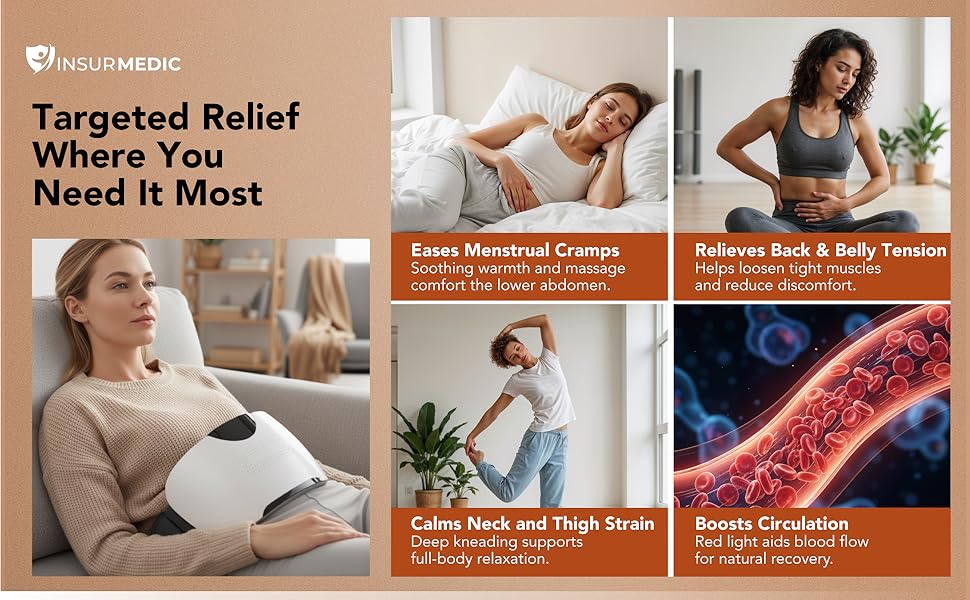 Heated massage device aids digestion, weight loss, and relieves cramps and tension