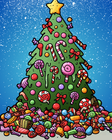 christmas tree decorated with candy