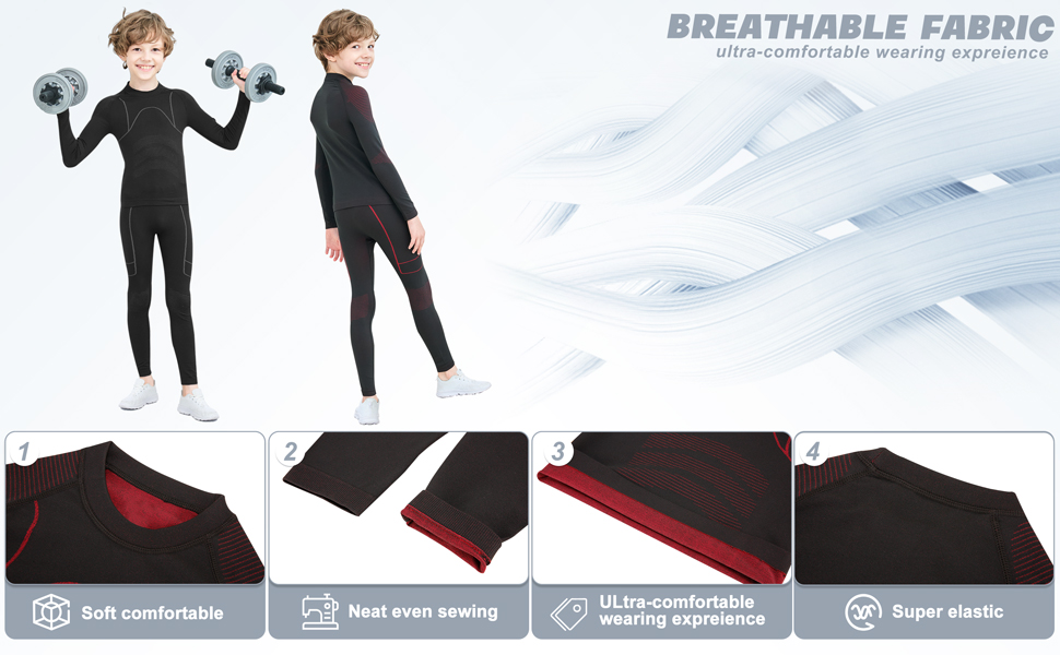 UNIQUEBELLA Girls Boys Thermal Underwear Set for long Training Sessions