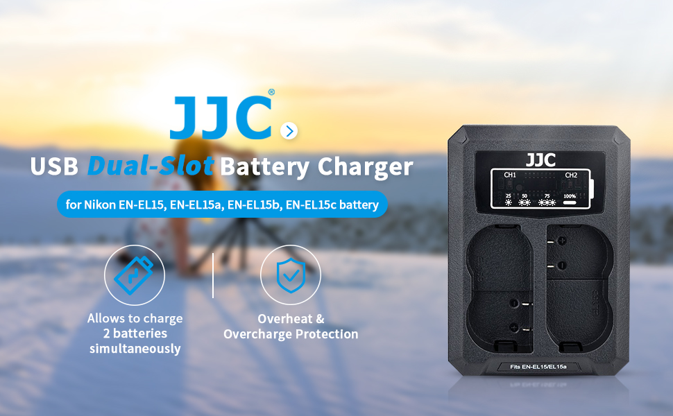 Amazon.com: JJC EN-EL15 電池充電器USB 雙插槽適用於Nikon Z5