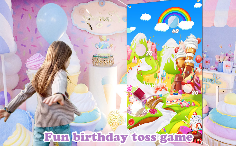 Candy Land Toss Games with 4 Bean Bags,Ice Cream Candy Land