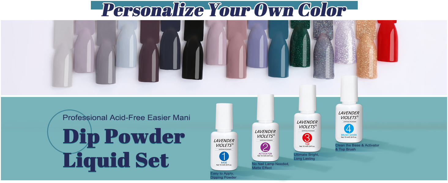 Lavender Violets 20 Pcs Dip Powder Nail Kit Starter 16