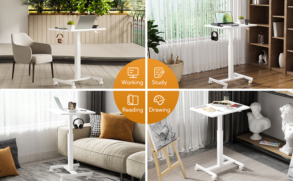 Claiks Mobile Standing Desk, Small Rolling Standing Desk