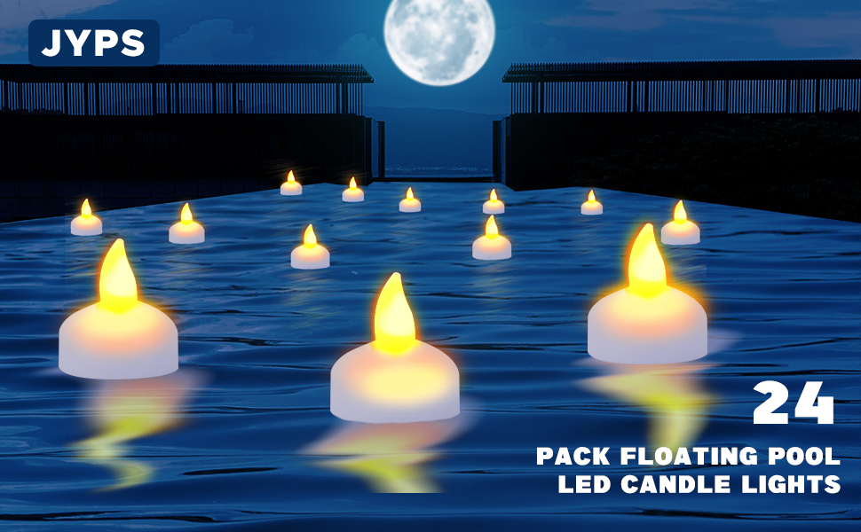 24Pcs Floating Tea Lights Pool Candles, Flameless Floating