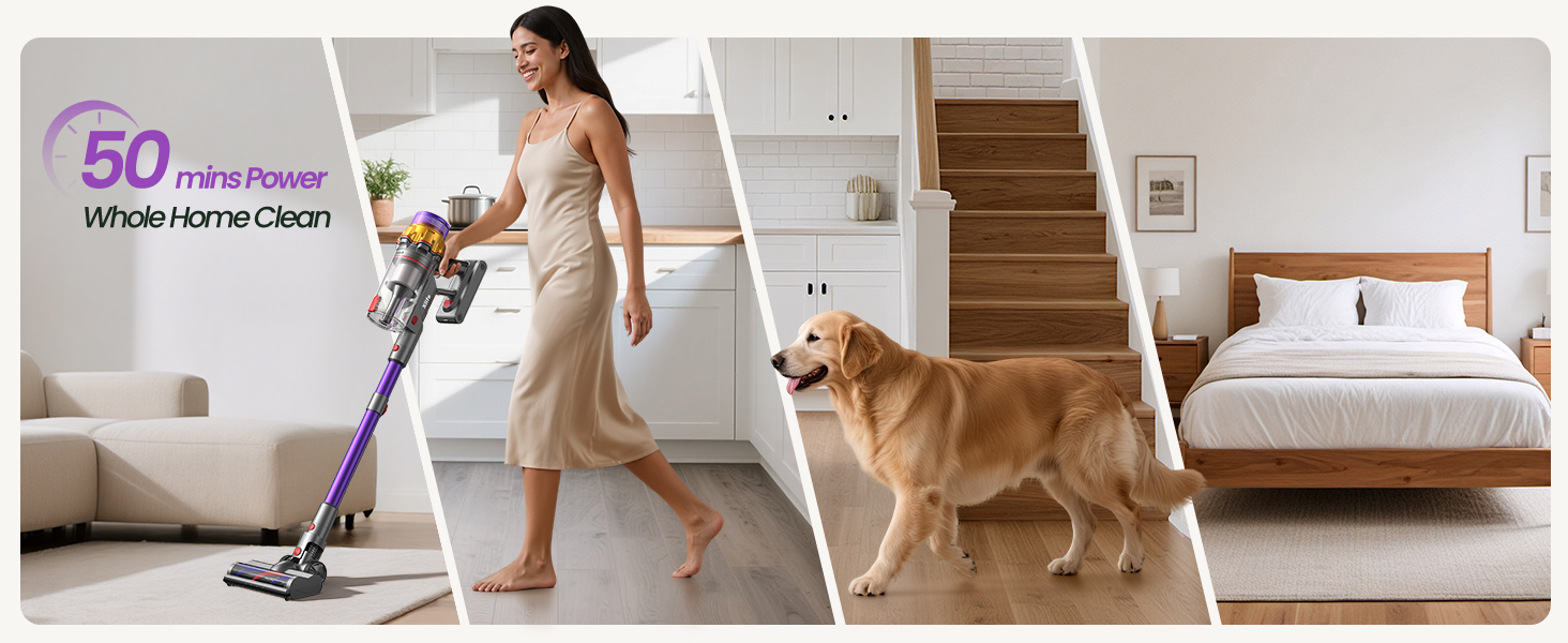 Xlife 50-Minute Whole-Home Cordless Cleaning - Marathon Vacuum Runtime - Large House Cleaning