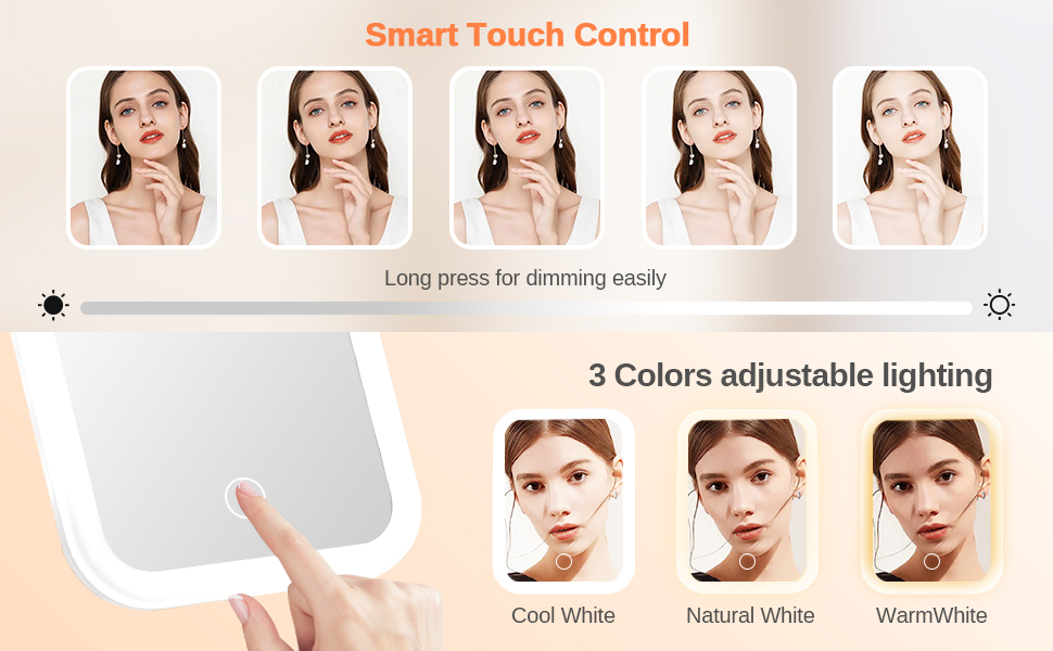 Lighted Vanity Mirror with Lights 3Colors Rechargeable