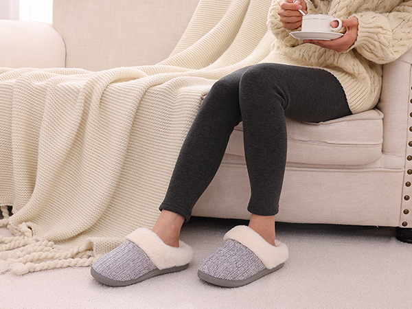 furry fuzzy soft cute pattern fluffy fleece house shoes sweater knit upper slippers outdoor indoor