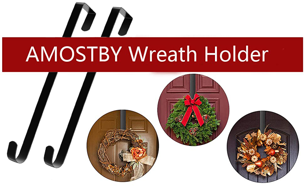 15" Wreath Hangers for Front Door, Over The Door Wreath Hook for Bathroom, Bedroom, Holiday Home