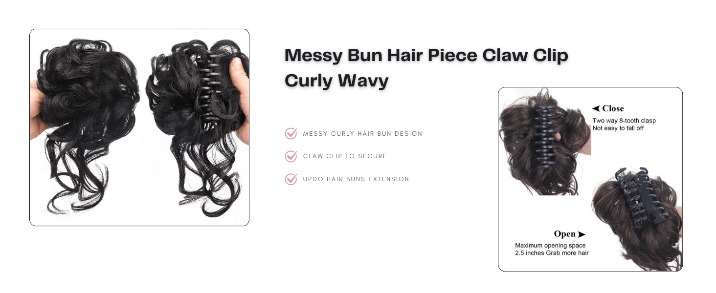 Natural hair bun and bangs clip on 3PCS Black hair bun clip-on fringe bang Hair for women