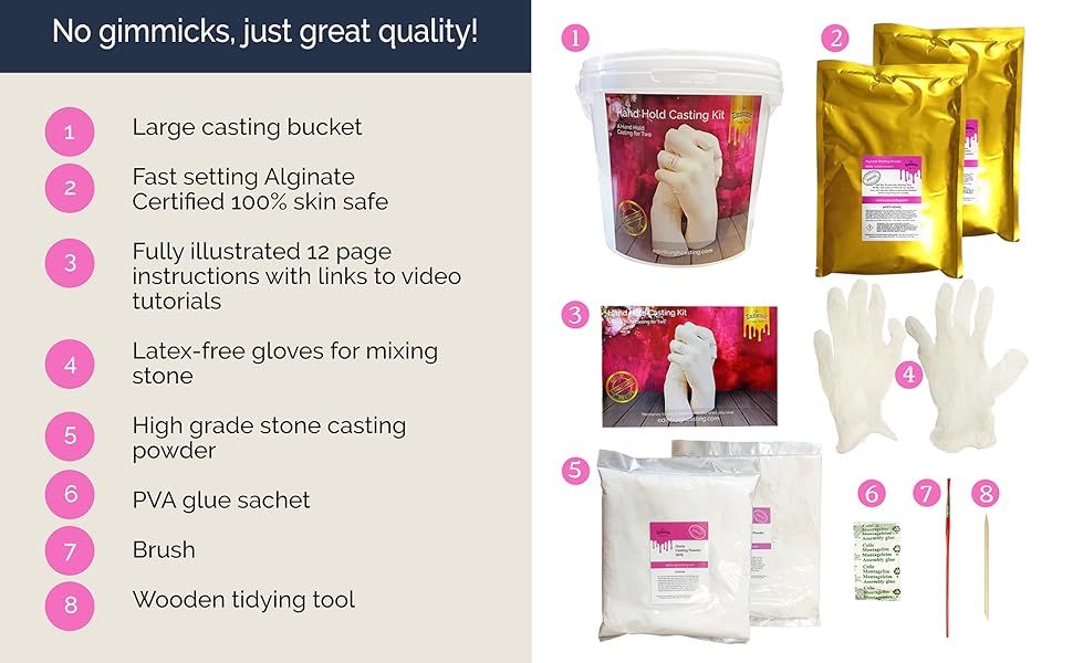 Edinburgh Casting Studio Premium Hand Casting Kit for 2 Gift for Valentine's, Engagement