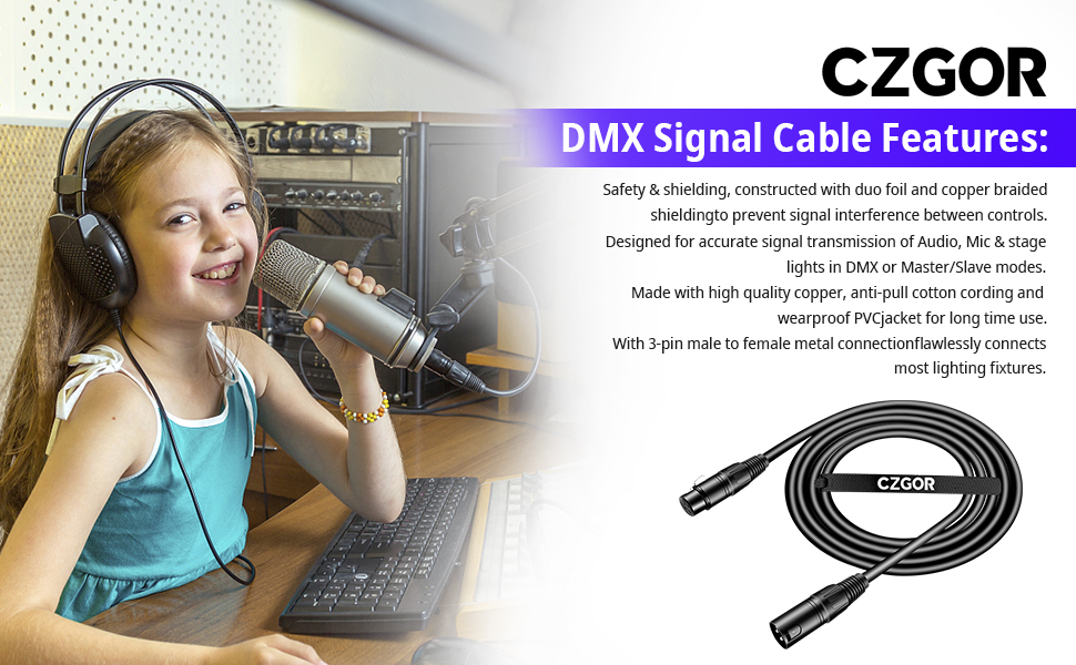 MULTICOMP PRO 555-11902 DMX Cable, 3 Pin XLR Male to Female, 4mm Diameter,  10 ft Length