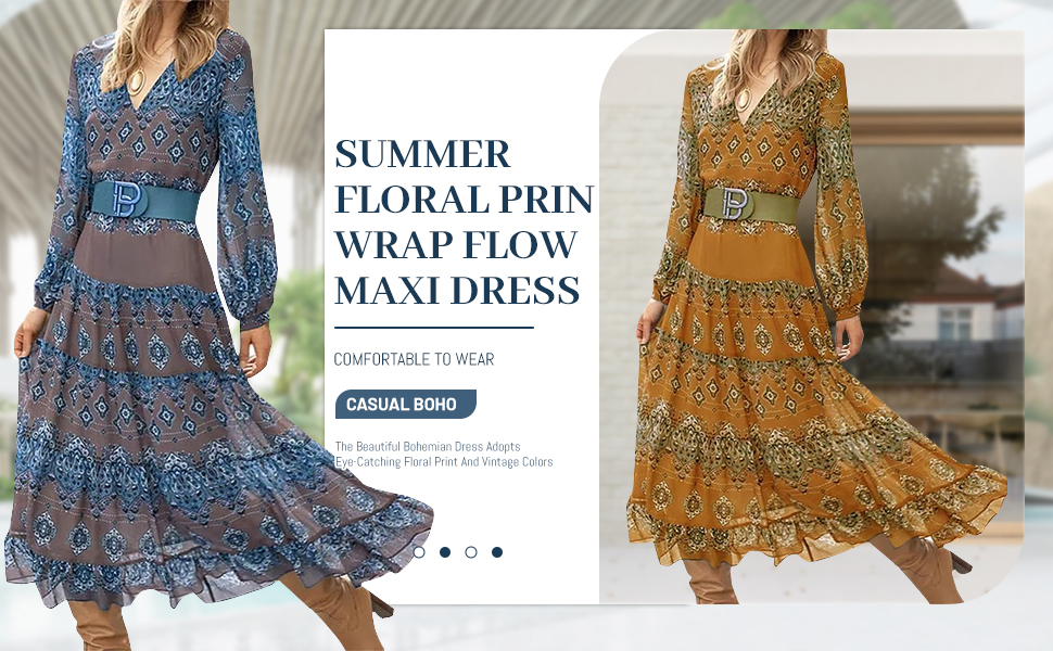 Ethnic Puff Long Sleeve Midi Dress