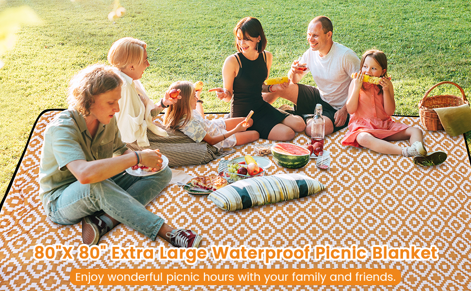 ApoSunly Picnic Blanket Extra Large, 80"x80" Waterproof