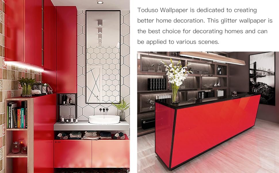 Toduso Red Contact Paper for Countertops Self-Adhesive Cabinet Contact - Self Adhesive Contact Paper For Cabinets