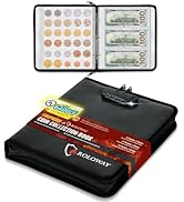 ROLOWAY Coin Collection Book 6400℉ Heat Insulated, 360 Pockets Fireproof Coin Book Holder and 36 ...