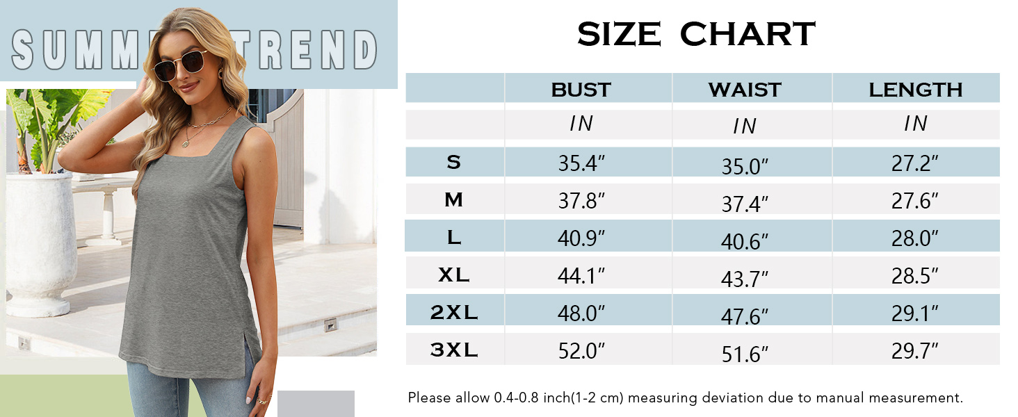 Sleeveless tops Square Neck