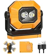 LED Rechargeable Work Light, 1500LM Portable COB Magnetic Lights with 3 Modes & 360°Rotatable, IP...