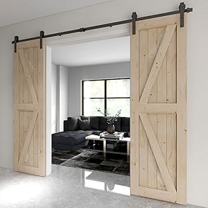 Sliding barn door hardware kit for DOUBLE door