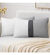 Adabana Stripe Pillow Covers 12x20 Set of 2 Square Patchwork Linen Decorative Lumbar Throw Pillow...