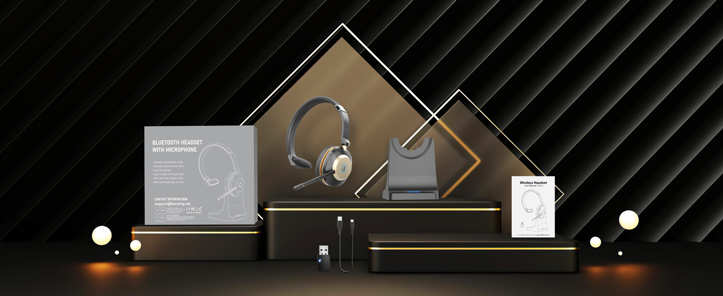 Wireless Headset with Mic for Work