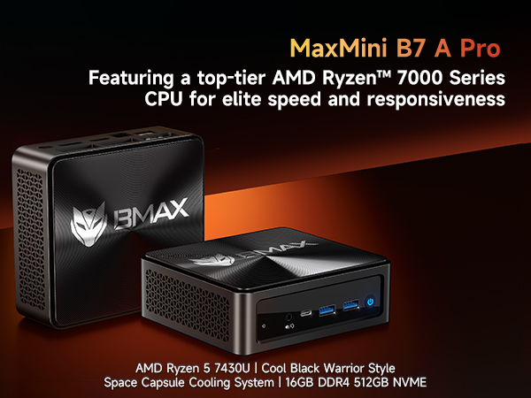 起動確認のみ BMAX B7A Pro Ryzen 5 7430U 32GB BMAX B7A Pro Mini Pc AMD Ryzen 5 7430U Processor AMD Radeon