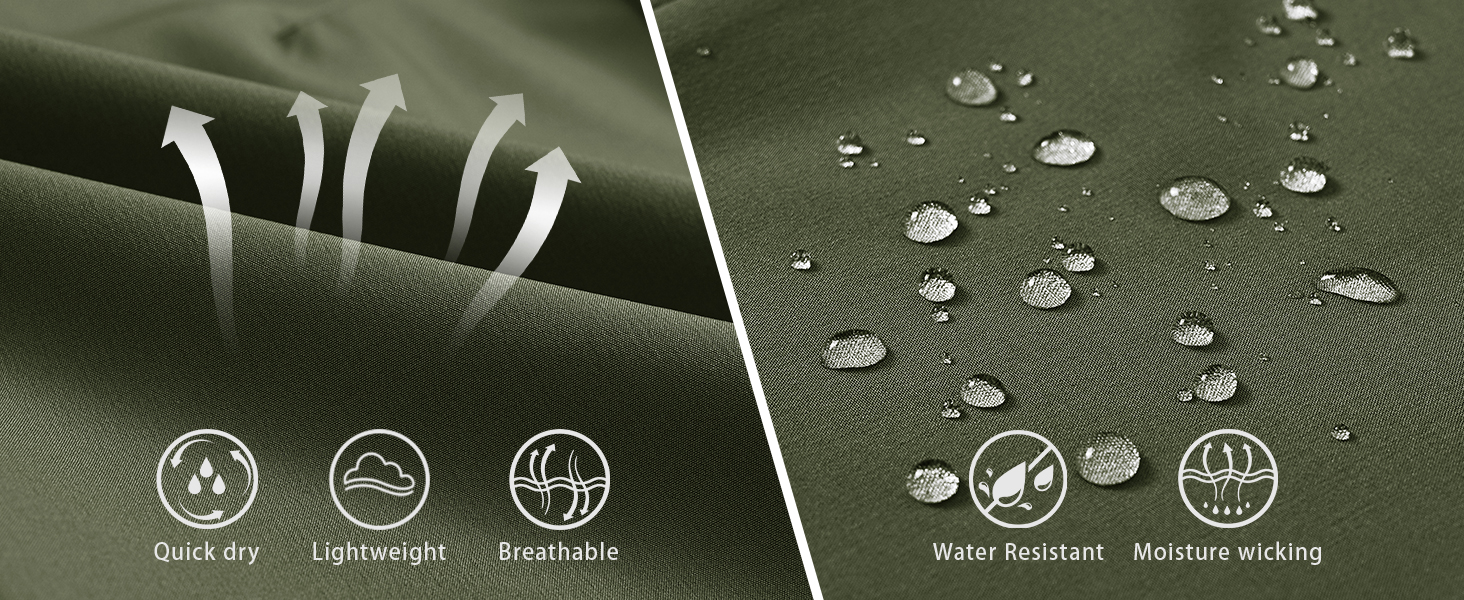 TBMPOY Men's Quick Dry Hiking Pants Elastic Waist Water Resistant outdoor pants with Zipper Pockets