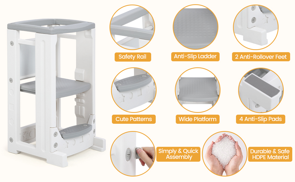 Toddler Tower Height Adjustable Step Stool for Kids