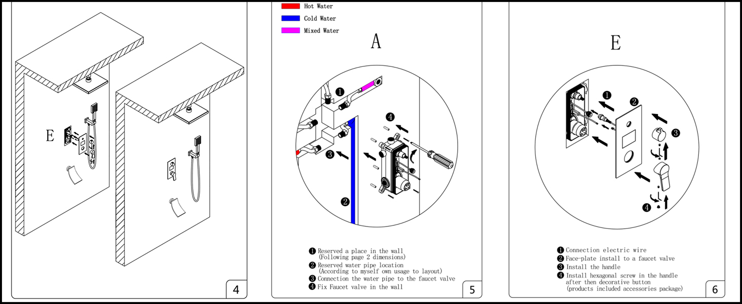 ESOP Colonne Douche Encastrable Colonne de Douche Noir Ensemble de