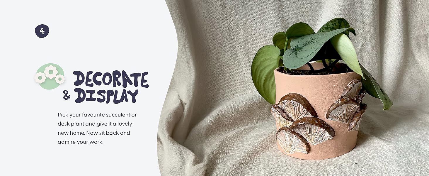 Step four add a plant or succulent to your air dry clay pot and display it