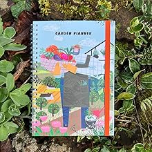 Garden Planner, Journal log & Notebook- Gardening Journal Pretty Garden Themed Cover Design, A5 Spiral Bound 128 Themed Pages, Double Pocket and Elastic Closure 15 garden planner front