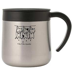 Amazon | FukuFukuNyanko マグカップ ふた付 300ml 真空断熱