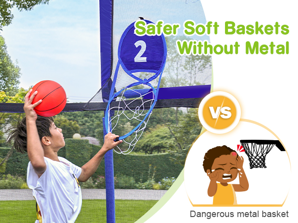 trampoline with basketball hoops