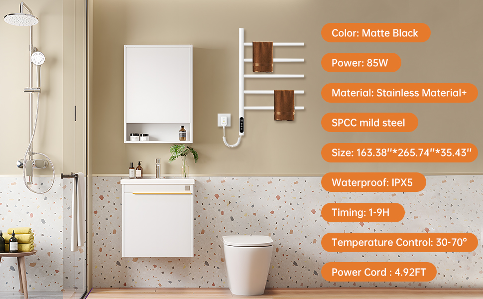 Electric Heated Towel Warmer Rack, Swivel Wall Mounted Electric Towel Warmer Rack