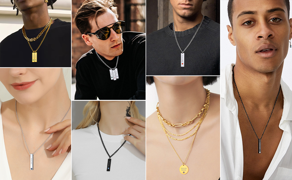 bar necklace personalized custom pendant for men