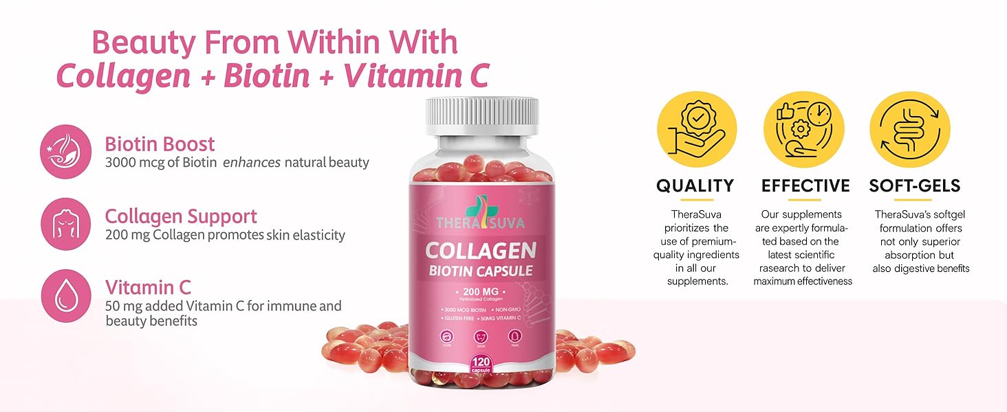 Multi Collagen Complex 200MG + Biotin 3000MCG + Vitamin C 50MG Per Serving!