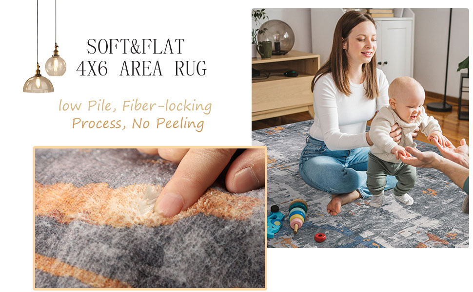 Famibay 4x6 Area Rugs Washable Modern Abstract Living Room Rug Carpet