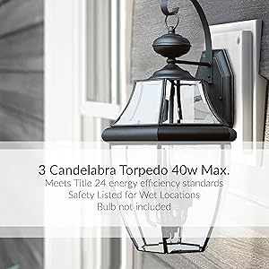 Sea Gull Lighting Kent One-Light Outdoor Post Lantern with Clear Beveled Glass Panels, Black Finish