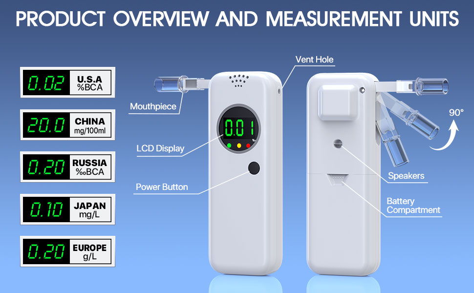 YYBNN Breathalyzer,Portable Breathalyzers for Alcohol with LCD Display