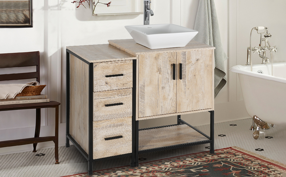 eclife 36" Oak Bathroom Vanity Sink Combo W/Free