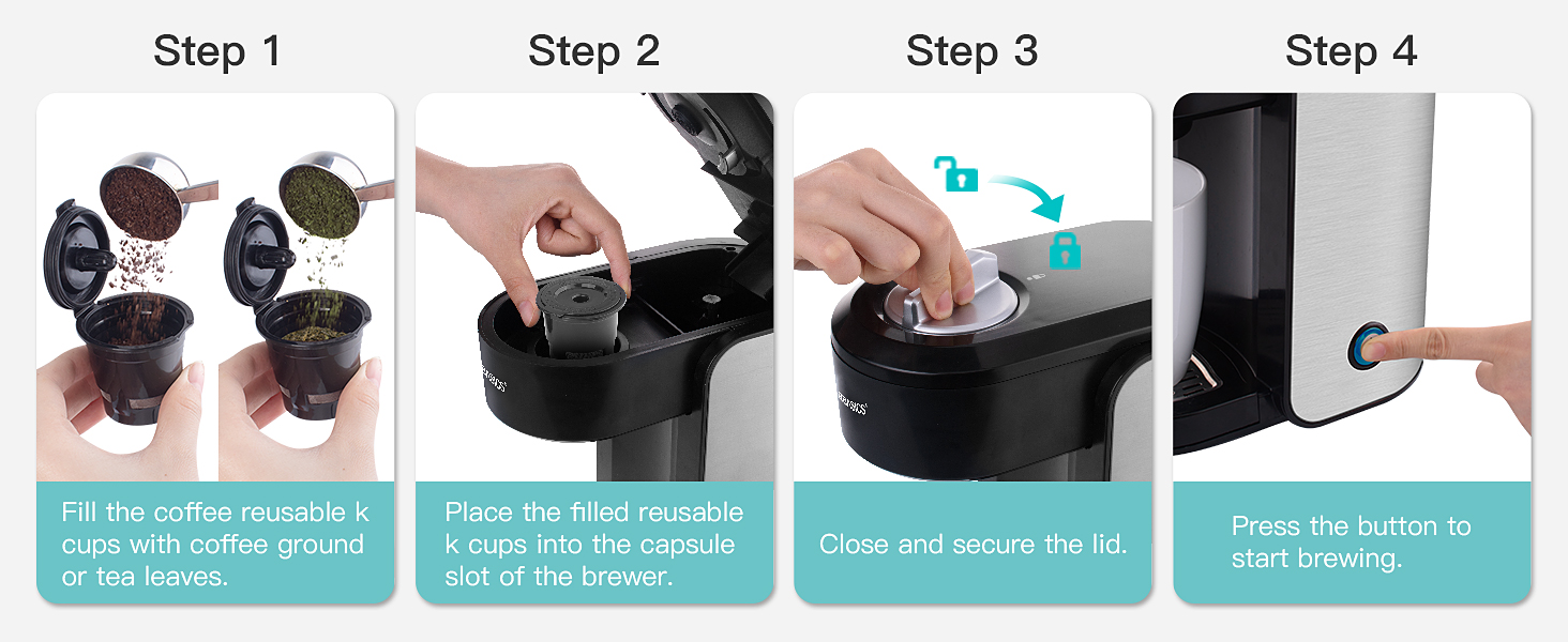 Reusable K Cups, EZBASICS Reusable Coffee Filters Refillable Single