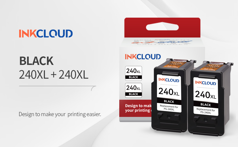 INKCLOUD Compatible Black Ink Cartridges Replacement for